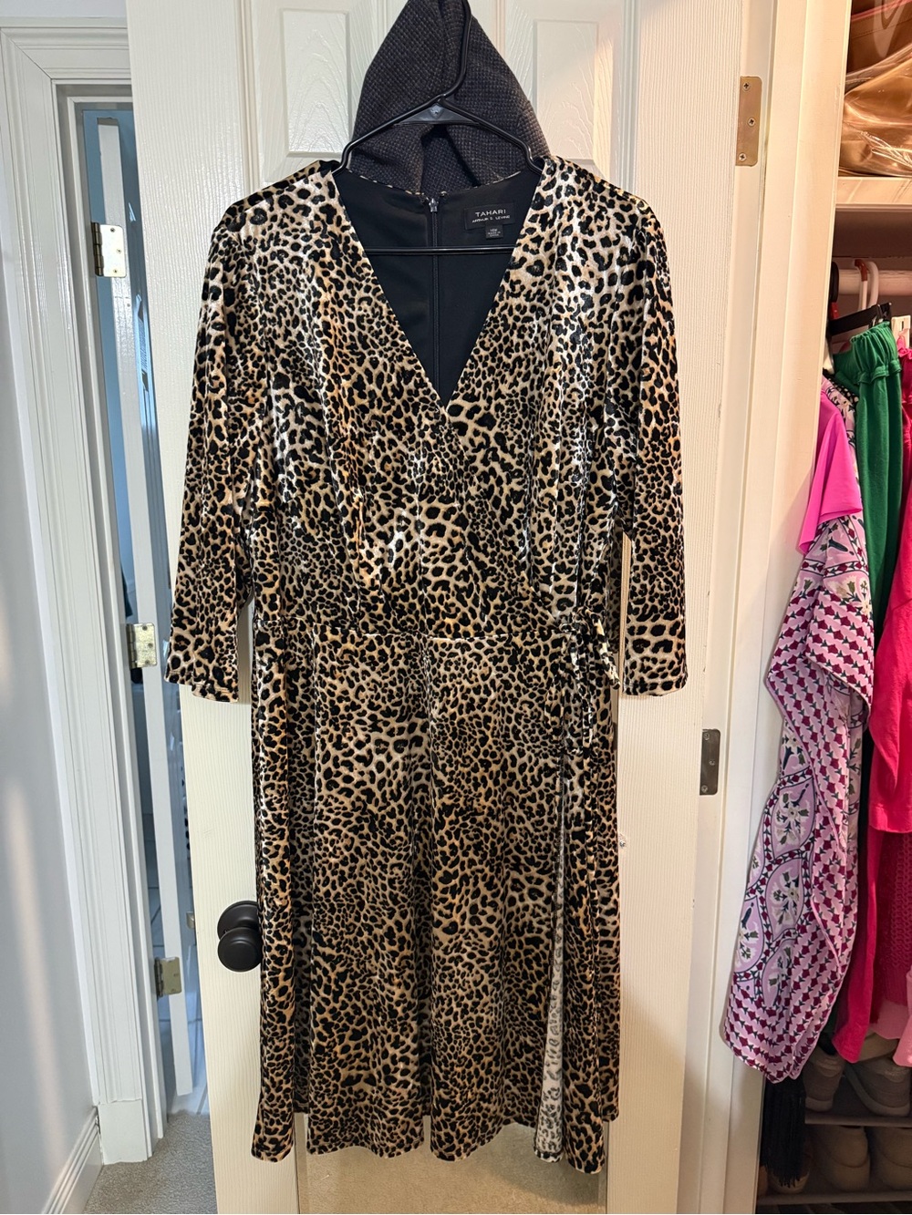 Velvet Leopard Print Wrap Dress